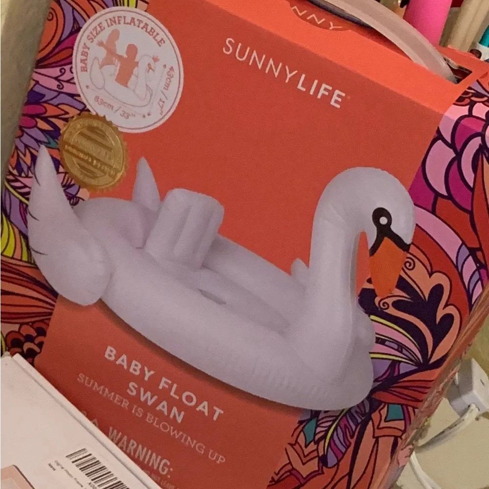 SUNNYLIFE 🦢 White Swan Baby Float 🦢 Pool Inflatable 🦢NEW IN BOX 🦢